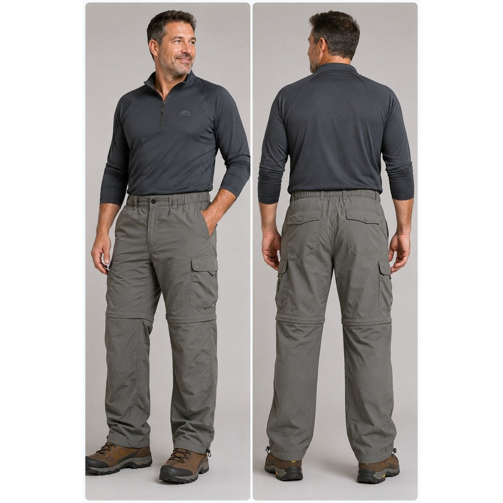 REI Sahara Convertible Pants Mens XXL 30L‎ Gray Zip Off Hiking Cargo UPF 50+